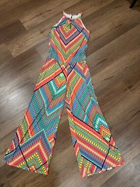 Uncle Frank Multicolor Halter Jumpsuit with Wide Legs